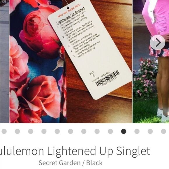 lululemon SECRET GARDEN Lightened Up Singlet - no size, most likely 4 - Picture 10 of 10